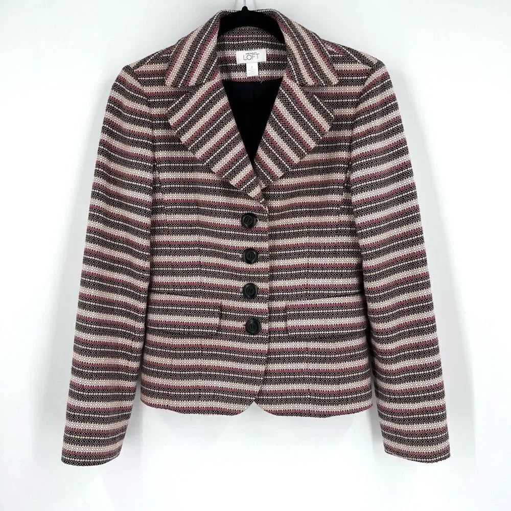 Loft Basketweave pattern Blazer size 0 XS Career office professional  100% cotto